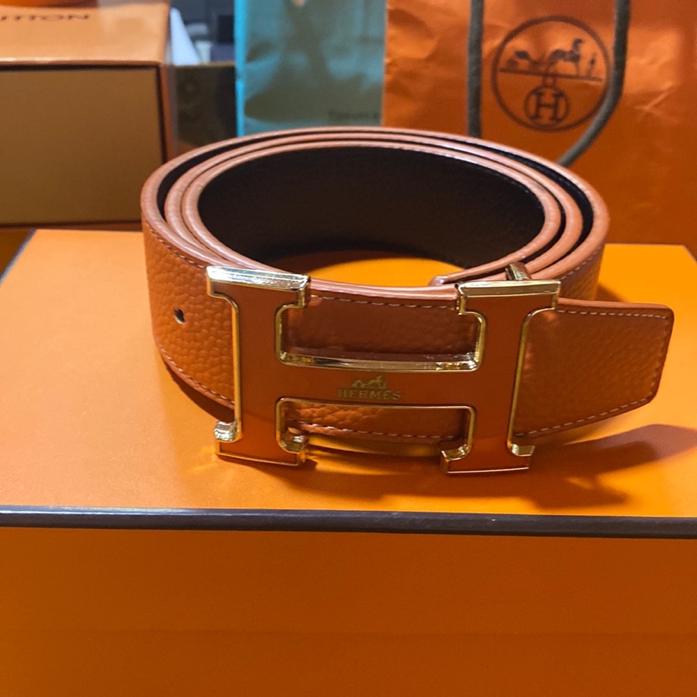 Hermes letter H orange belt